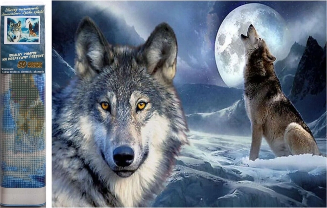 Diamantmalerei – Wolfs-Vollmond 30 × 40 cm