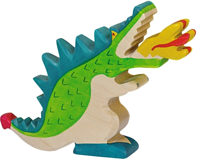 Holztiger grüner Drache - 1 Stück