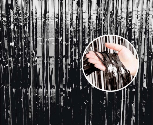 Glänzender Folien-Dekovorhang Schwarz 240 cm - 1 Stück