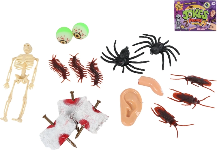 Set mit 16 Scherz-Requisiten für Partys und Kinderfeste
