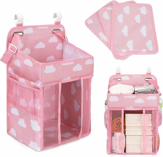 Ag637c Organizer für das Kinderbett rosa