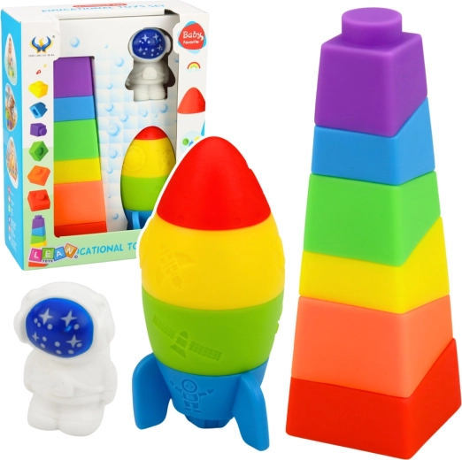 Set aus Gummibausteinen Rakete und Turm, 11 Teile