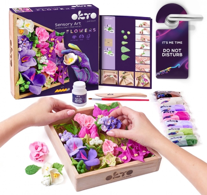 Okto Inspiration kreative Modellier-Set für Blumen im Holzrahmen 21 × 21 cm
