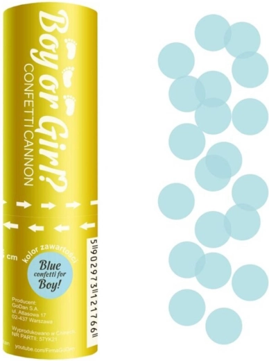 Godan Konfetti-Kanone zum Auslösen blaue Kreise Junge oder Mädchen - 1 Stück
