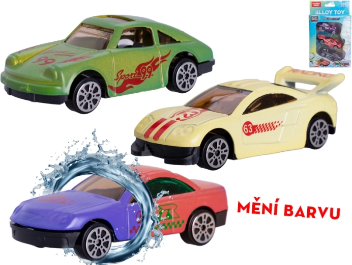 Set aus Metallautos 7 cm mit Farbwechsel – Freilauf, 3 Stk.