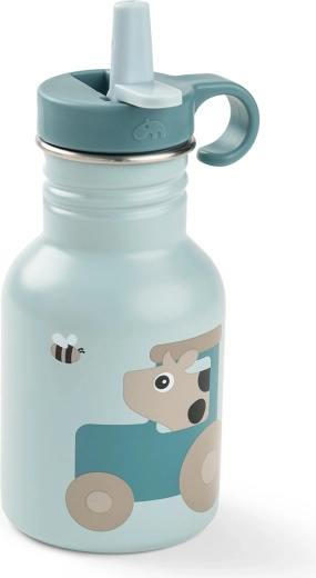 Done by Deer Edelstahlflasche für Kinder Tiny farm blau 350 ml