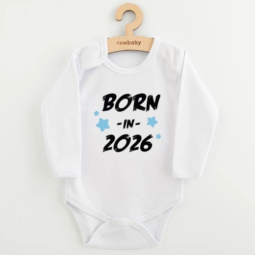 Babybody mit Aufdruck NEW BABY Born in 2026, blau