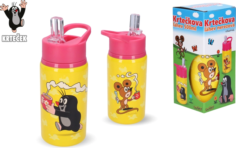 Edelstahlflasche Der kleine Maulwurf 500 ml, rosa