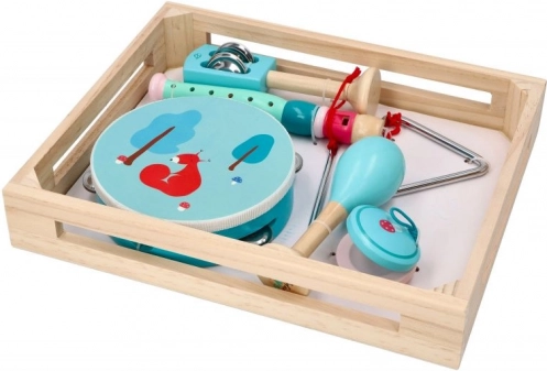 Holz-Musikset mit Eichhörnchen