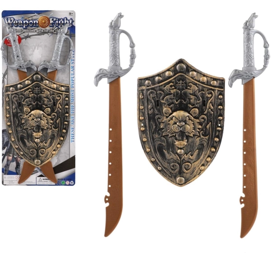 Rittersatz für Kinder – 2 Schwerter und verzierter Schild