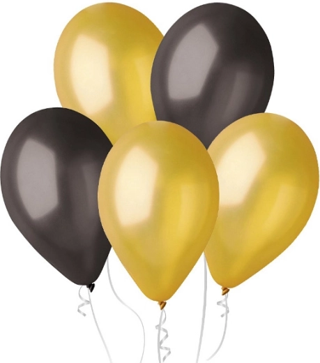 Metallic-Luftballons gold und schwarz 25 cm, 100 Stk.