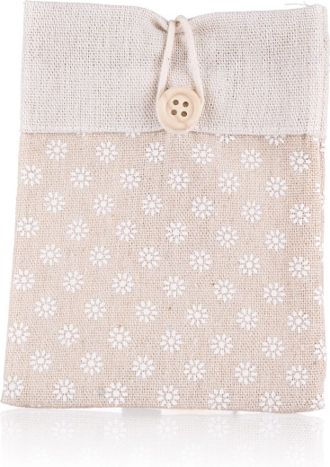 Dekorativer Baumwollbeutel Nature mit Blumenmotiv 10,5 × 14 cm, hellbraun