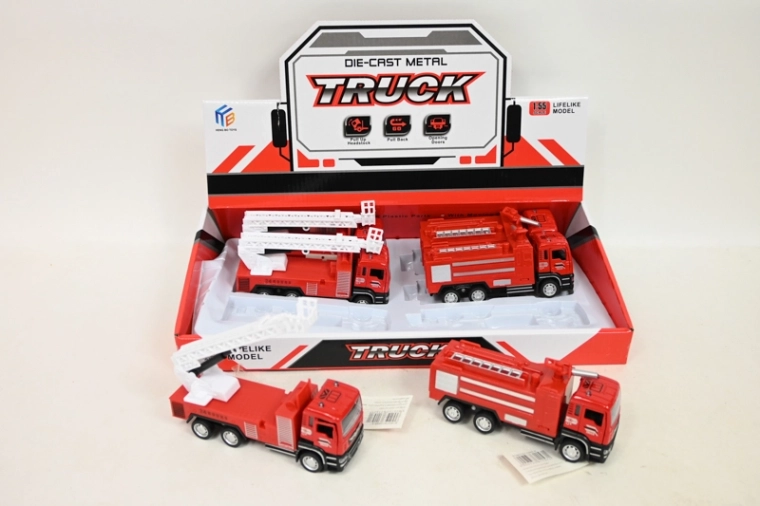 Feuerwehrauto mit Rückziehantrieb (Pull-back) – Metall-Kunststoff-Modell