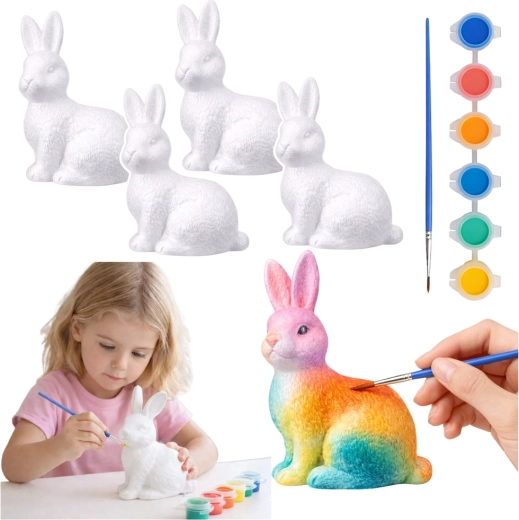 Österliche Styroporhasen zum Bemalen mit Farben – 4 Stück
