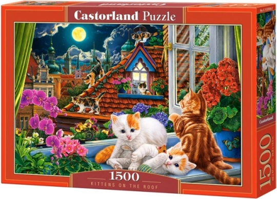 Puzzle 1500 Teile Katzen auf dem Dach