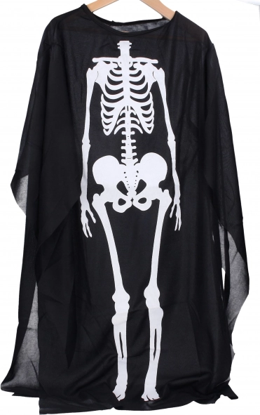 Schwarzer Umhang mit Skelettmotiv für Kinder