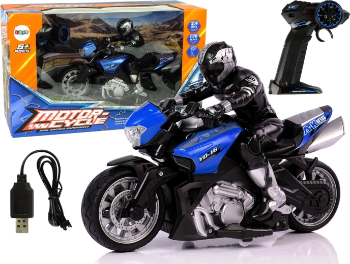 Sportliches RC-Motorrad 2,4 GHz 1:10 blau