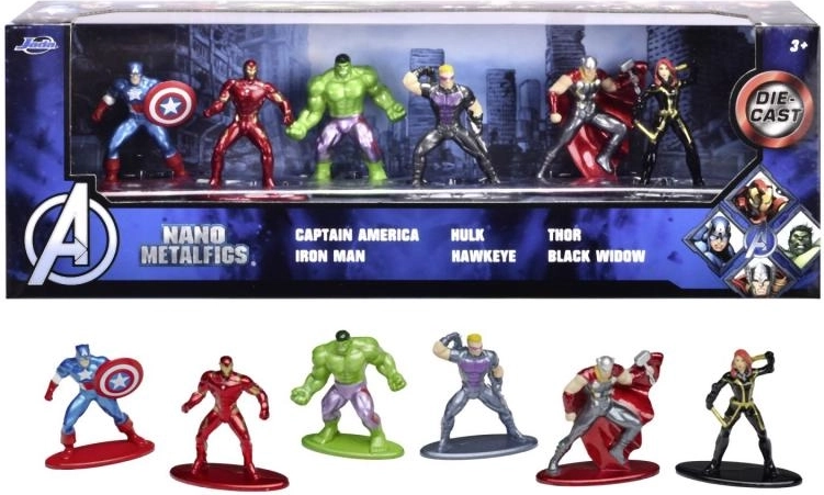 metallische Sammler-Nanofiguren MARVEL AVENGERS, Set 6 Stk (4 cm)