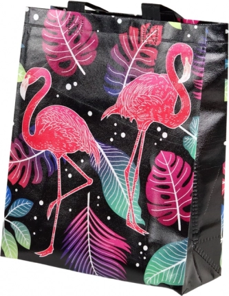 Geschenktasche Flamingos schwarz 30,5 × 24,5 × 10 cm