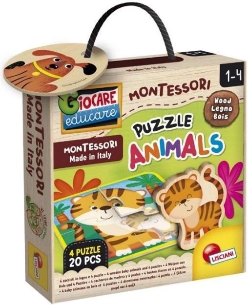 Montessori Holzpuzzle mit Tieren