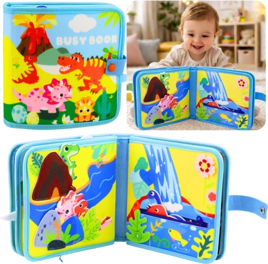 Sensorisches Filzbuch Dinosaurier – pädagogisches Quiet Book für Kinder