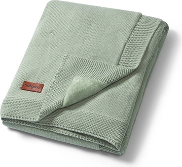 BabyOno Babydecke aus natürlicher Baumwolle mit Flanellfutter, Sage, 75 × 100 cm