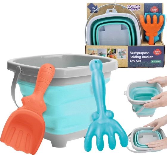 Zusammenklappbarer Silikoneimer mit Harke und Schaufel WOOPIE 5 l