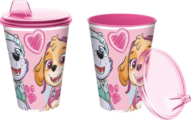 Plastikbecher mit Trinkaufsatz PAW PATROL 430 ml rosa