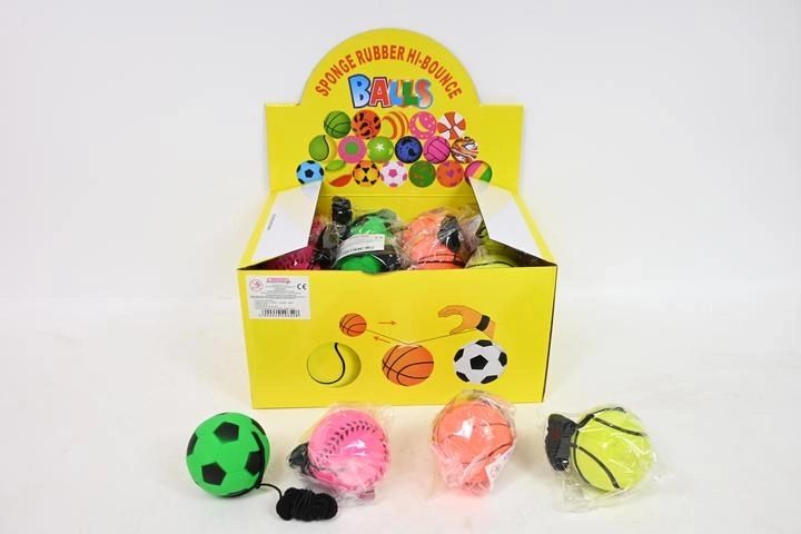 Harter Ball am Gummiband im Verkaufsdisplay (24 Stk.)