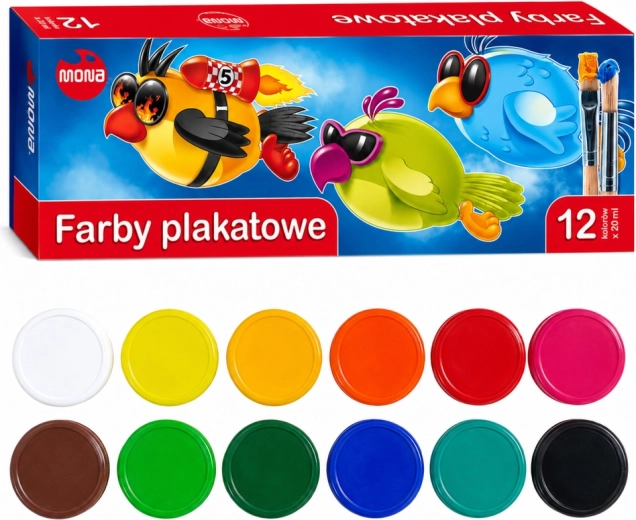 Schul-Plakatfarben MONA 12 Farben 20 ml
