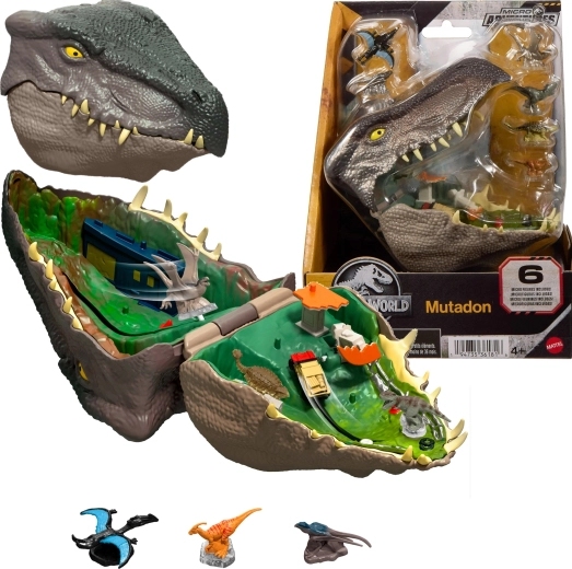 Kompaktes Jurassic World Mikro-Abenteuer-Spielset Mutadon mit 6 Mikrofiguren