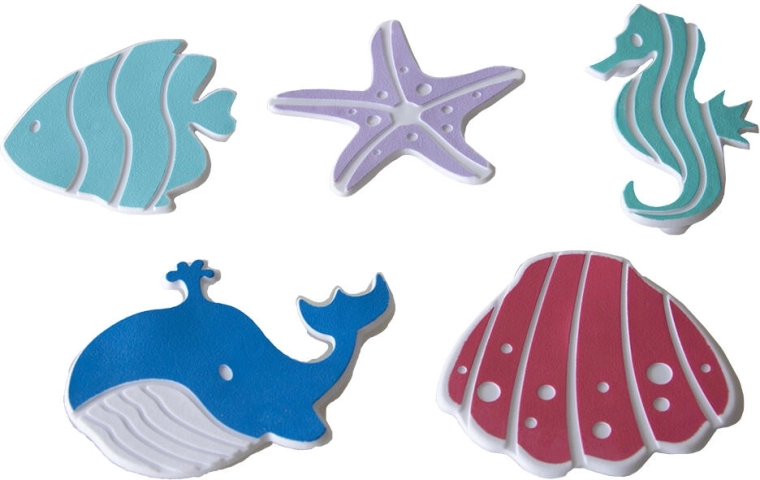 Rutschfeste Badewannenmatten für Kinder – Mix aus Formen, Set mit 5 Stück