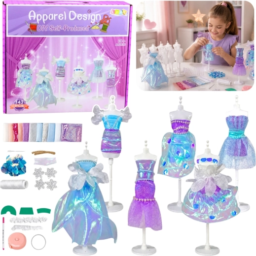 Kleine Modedesignerin – kreatives DIY-Set zum Entwerfen von Puppenkleidern (143 Teile)