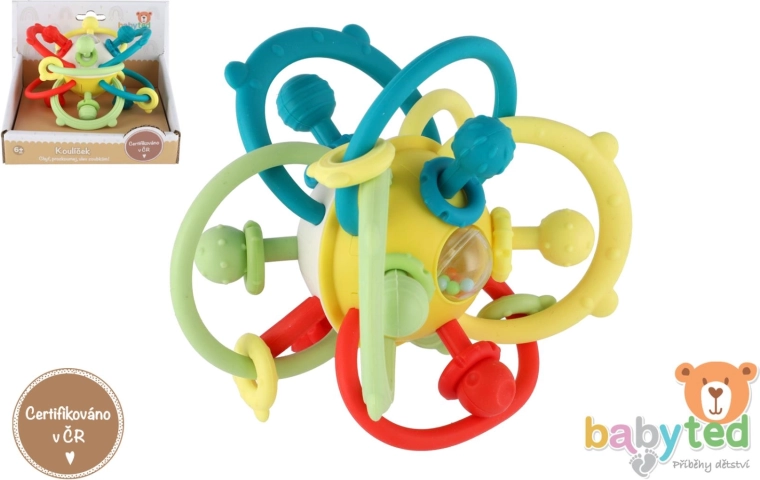 Rassel und Beißring für Babys BABYTED Kügelchen 6M+