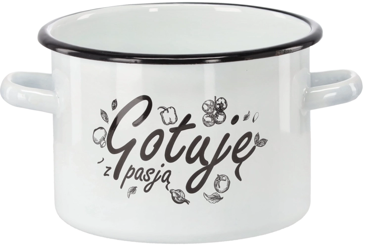 Emaille-Topf 3 l 18 cm weiß Gotuję z pasją
