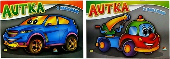 Malbuch Autos mit Aufklebern