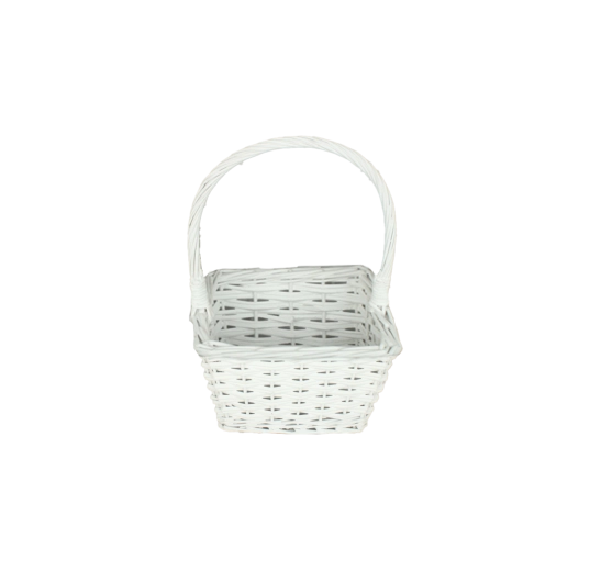 Weißer Weidenkorb mit Henkel 20 × 20 × 12/30 cm