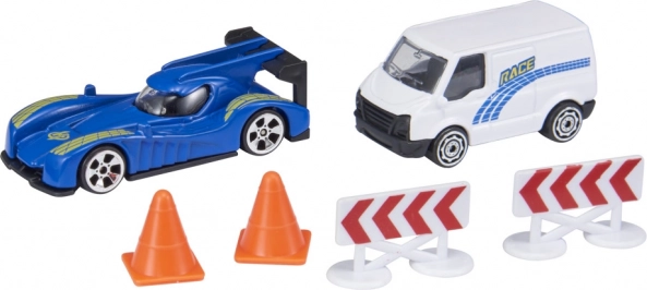 TEAMSTERZ RAPID RACERS – Rennset mit Auto und Service‑Transporter, inkl. Pylonen und Absperrungen