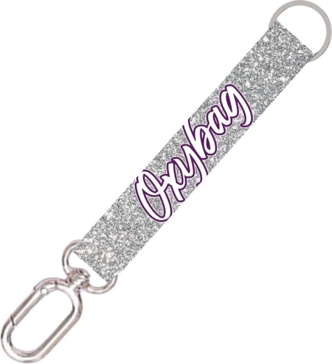 Kurzer Schlüsselanhänger mit Karabiner Silver Glitter