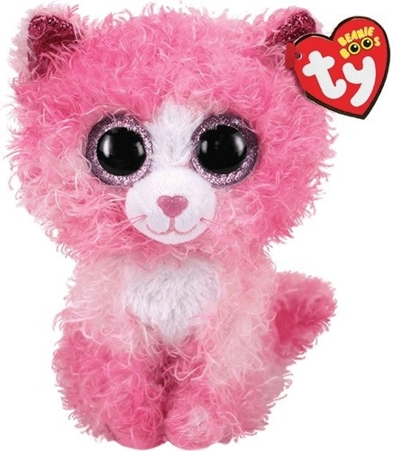 TY Maskottchen rosa Katze mit lockigem Fell Reagan 24 cm