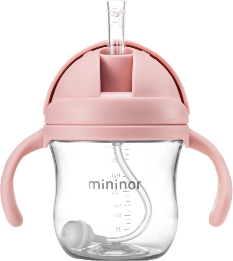 Mininor Tritan-Trinkflasche mit Strohhalm Rose 330 ml