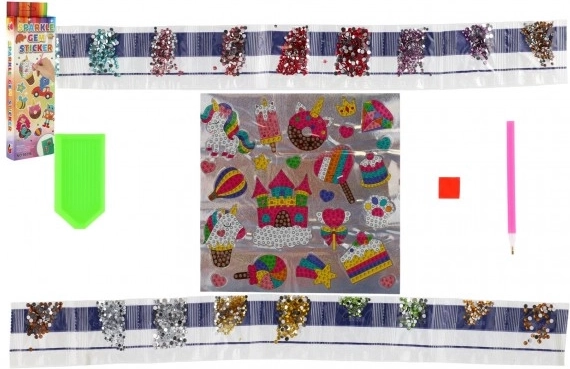 Diamantenmalerei Aufkleber Einhörner und Süßigkeiten