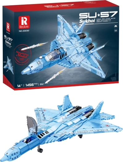 Bausatz des Su-57-Kampfjets in blauer Tarnlackierung (1456 Teile)