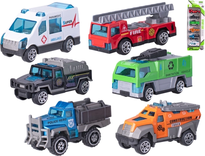 Set aus Metallspielzeugautos, Mix 6 Stk. (6,5–7,5 cm) in Geschenkbox