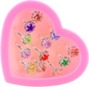 Dehnbare Kinder-Ringe mit glitzerndem Stein (12 Stk.)