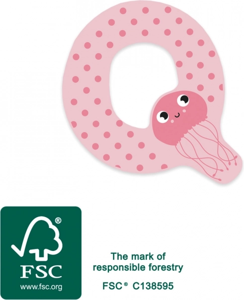 Holzbuchstabe Q mit Qualle für Kinder