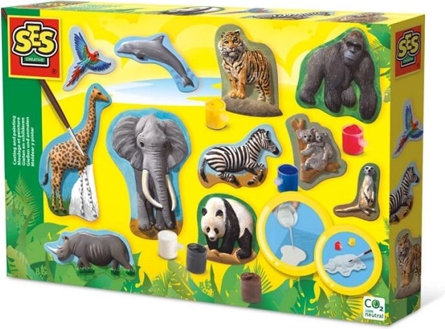 SES Creative Gipsfiguren-Set mit Farben – Tiere