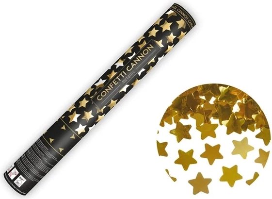 Konfetti-Kanone mit goldenen Sternchen 40 cm