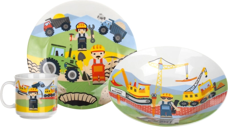 Kindergeschirr-Set The Builders, 3-teilig, Keramik