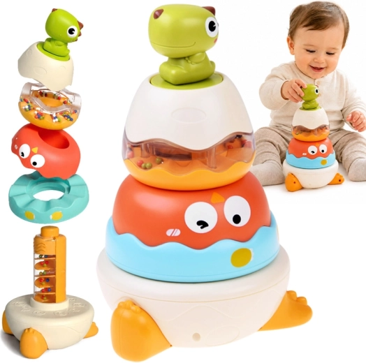 Sensorischer Turm Pyramide Dino – Stapelrassel